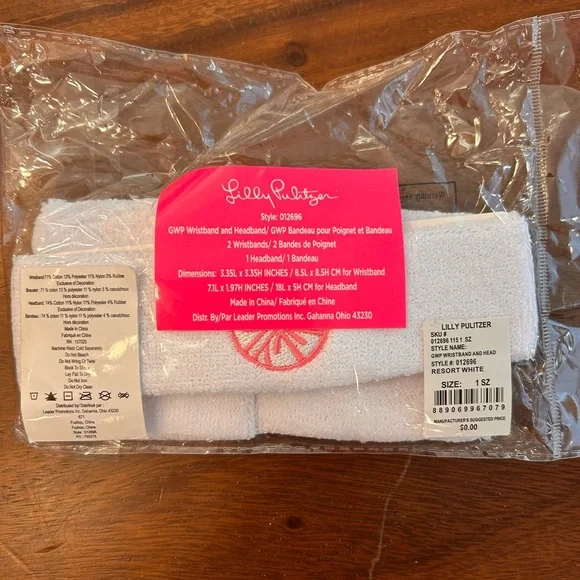 Lilly Pulitzer White Wristband and Headband Set - Picture 1 of 1